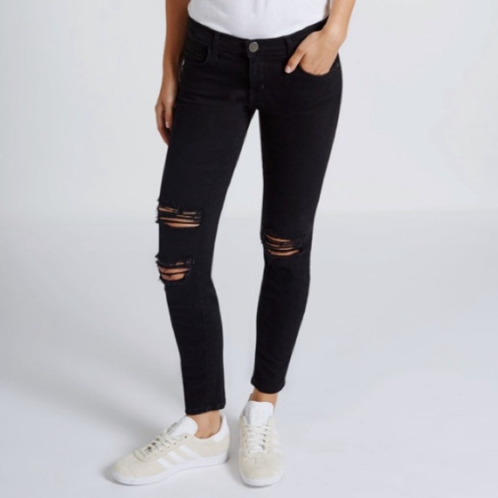 Current/Elliot ‘The Stiletto’ Skinny Jean in Jet Black Destroy
